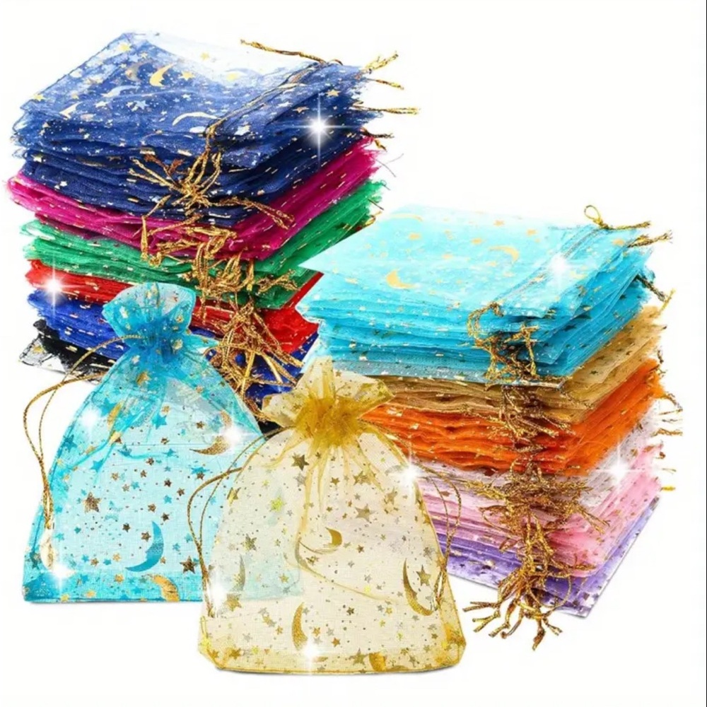 Vibrant Organza Favor Bags with Drawstring Closure mix colors 20 per bundle
